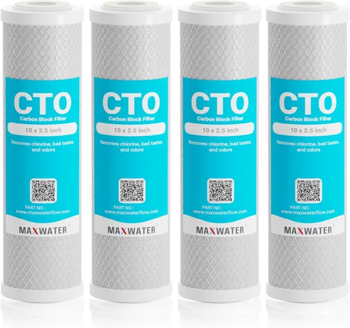 Miniatura 8 de Max Water Cartucho de filtro de agua de sedimentos de carbono CTO para toda la casa de 5 micrones, 10 x 2,5 compatible con DuPont WFPFC8002
