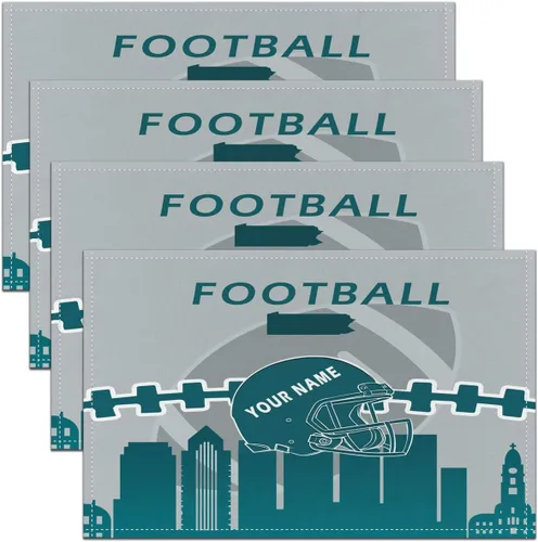Miniatura 10 de Erosebridal Juego de 4 manteles individuales personalizados de fútbol de 12 x 18 pulgadas, manteles individuales para adultos, manteles individuales