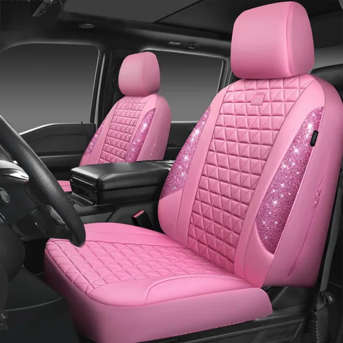 Miniatura 32 de CAR PASS Fundas de asiento de automóvil de cuero con diamantes brillantes, juego de asientos interiores de asientos completos, impermeable, Plateado