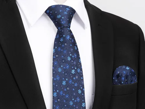 Miniatura 237 de Corbatas florales tejidas clásicas para hombre, corbata cuadrada de bolsillo, corbatas formales para hombres, boda con pañuelo