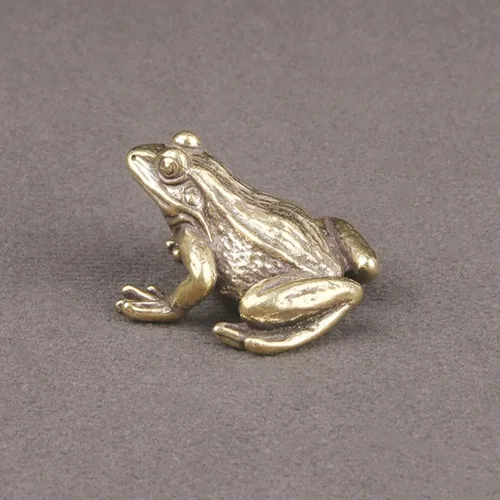Miniatura 5 de HOMSFOU Figuras de animales de latón, figuras de Feng Shui, rana de Vinatge, figuras de Feng Shui, decoración de mesa de rana, decoración de rana