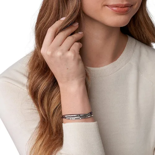 Miniatura 3 de Fossil - Pulsera de acero inoxidable y cuero genuino para mujer