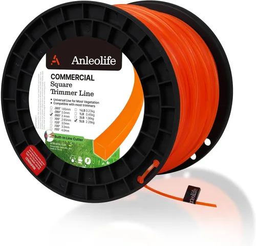 Miniatura 16 de A ANLEOLIFE Línea de recortadora cuadrada resistente de 5 libras de .095 pulgadas por 1280 pies en carrete, con cortador de línea integrado Trabajo