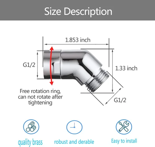 Miniatura 2 de Adaptador de Codo para Cabezal de Ducha, Adaptador de Codo para Brazo de Ducha para Duchas de Mano y Duchas Montadas en Pared, Extensión de Brazo