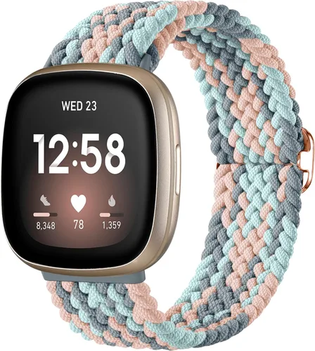 Miniatura 28 de Maledan Banda elástica trenzada compatible con Fitbit Sense/Versa 3/4 y Sense 2, correa elástica suave para reloj inteligente, accesorio
