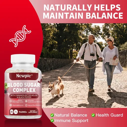 Miniatura 3 de Suplemento complejo de azúcar en la sangre, natural con 20 hierbas activas y vitaminas, incluyendo canela, melón amargo, pimienta negra, regaliz