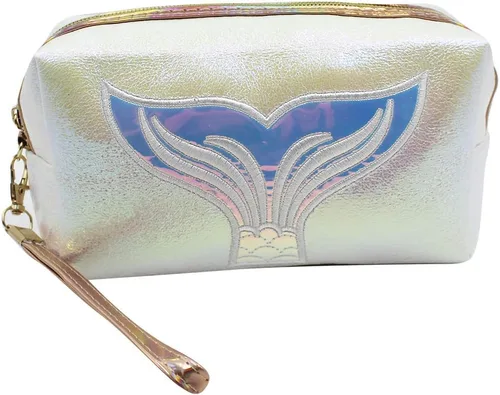 Miniatura 14 de Bolsa de cosméticos holográfica, organizador de artículos de tocador de viaje, bolsa de almacenamiento de sirena, bolsas de maquillaje pequeñas