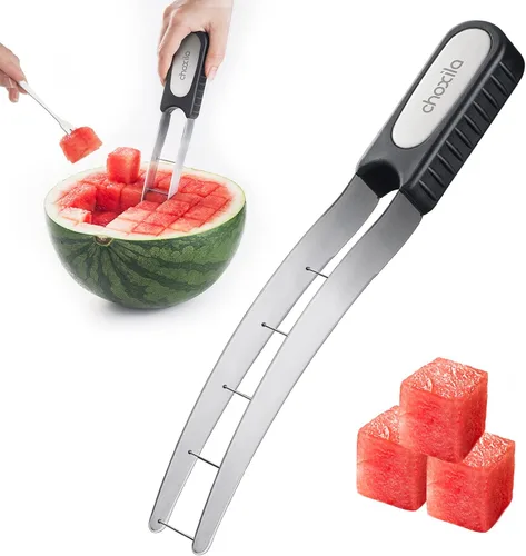 Miniatura 8 de Cortador de sandía, cortador de cubo de sandía de acero inoxidable, cuchillo de sandía rápido seguro, divertidos cuchillos de frutas, ensalada