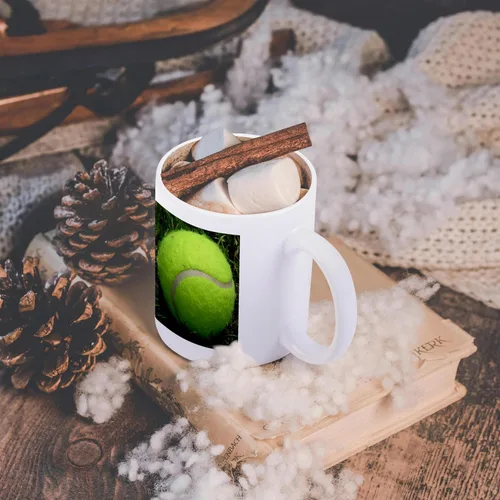 Miniatura 5 de 3dRose Foto de pelota de tenis en la hierba taza de cerámica, 11 oz, blanco, taza_184358_1