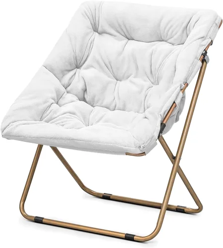 Miniatura 67 de Cómoda silla con platillo, silla de sala de estar, silla plegable acolchada suave de piel sintética, cómoda silla cuadrada de luna para sala