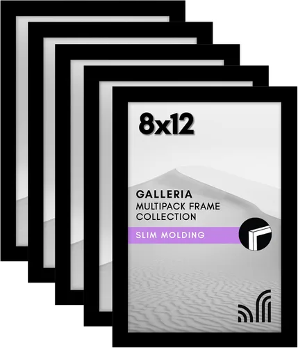 Miniatura 14 de Americanflat Portarretratos de 3 x 5 con plexiglás pulido, juego de 5 unidades, colección Galleria, marcos para mesa y pared, color negro