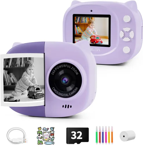 Miniatura 7 de Cámara de Impresión Instantánea Rongta para Niños, Impresora Foto Portátil para Regalos de Cumpleaños, Juguetes para Niños, Cámara Digital Infantil