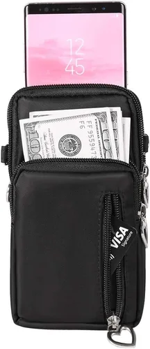 Miniatura 3 de Pequeña bolsa cruzada para teléfono celular, cartera para iPhone 13, 14, 15 Pro, Galaxy S23, S24, S22, S21, Pixel 8, 7a, 6 Negro