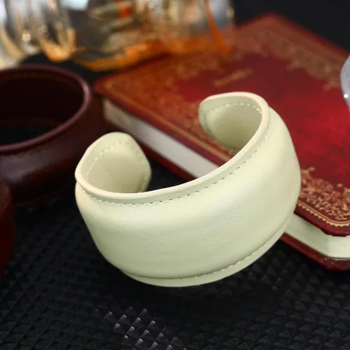 Miniatura 6 de EVEYE Pulsera de cuero marrón vintage 2026, brazalete abierto de cuero ancho, joyería retro