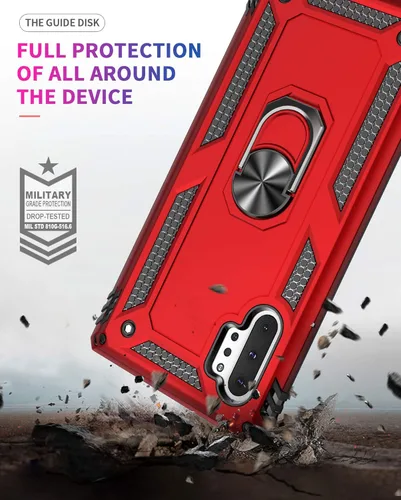 Miniatura 5 de Carcasa de grado militar para Samsung Galaxy Note 10 Plus 5G, anillo giratorio de metal, soporte magnético para montaje en coche, funda a prueba