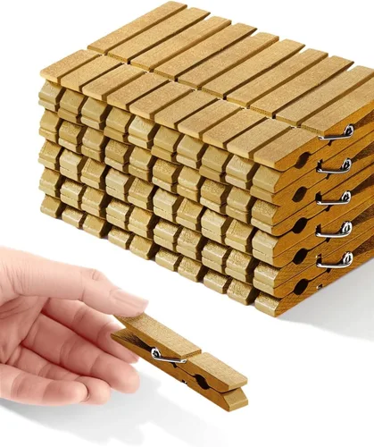 Miniatura 24 de Pinzas para ropa, pinzas de madera de color rosa para juego de baby shower, corona, manualidades, pinzas de agarre fuerte de madera de abedul