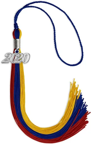 Miniatura 42 de Endea Graduation Borla de triple color con gota de fecha plateada (negro/dorado/granate, 2020)