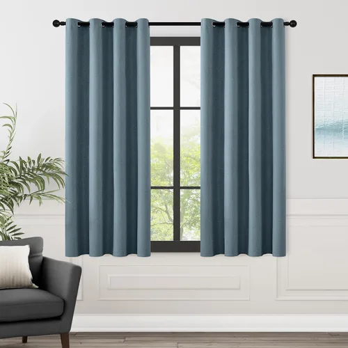 Miniatura 70 de ChrisDowa Cortinas 100% Opacas de Abedul Sólido de 45 Pulgadas de Largo, 2 Paneles para Dormitorio y Sala de Estar, Estilo Granja Oscurecedoras