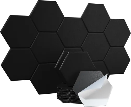 Miniatura 10 de Paneles acústicos, Magrowill, paquete de 12 paneles de pared insonorizados, paneles acústicos de alta densidad absorbentes de sonido