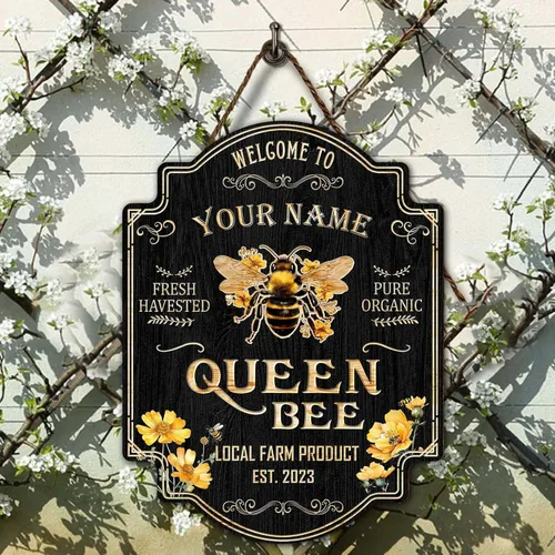 Miniatura 8 de Letrero personalizado de madera de abeja de miel (no tallado real), regalo para apicultores, amantes de la miel, colmena humilde decoración de 10