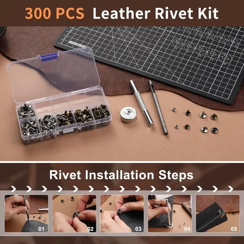 Miniatura 6 de BUTUZE Herramientas de cuero, kit de manualidades de cuero con estante de herramientas de cuero, kit de herramientas de trabajo de cuero