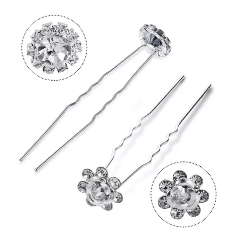 Miniatura 2 de SUMAJU 40 piezas de horquillas para novia, pasadores de pelo con flores para mujeres, pasadores de pelo con perlas y strass, horquillas