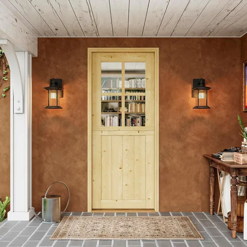 Miniatura 21 de Tablero de Puerta Holandesa para Interior y Exterior, 36" x 80", Universal 4 Lite Vidrio Templado Transparente Puerta Individual Dividida, Puerta