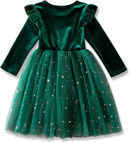 Miniatura 3 de NNJXD Vestido de fiesta de tul de manga larga para niña de princesa