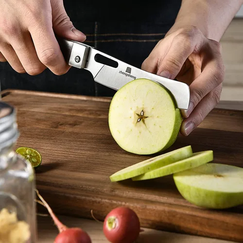 Miniatura 4 de ZhengSheng Cuchillo de Chef Plegable 4.8" Hoja de Acero Inoxidable 440A Afilada Mango de Madera Cuchillo de Cocina Plegable de Bolsillo Estilo #2