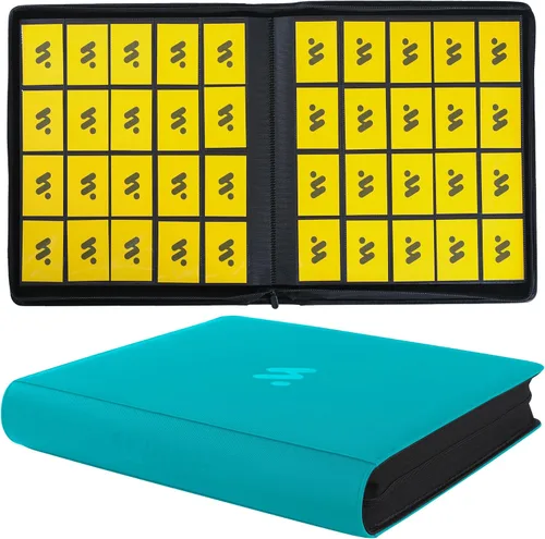 Miniatura 18 de Carpeta de tarjetas con 12 bolsillos, carpeta de tarjetas intercambiables con capacidad para hasta 1200 tarjetas con 50 fundas, álbum con cremallera
