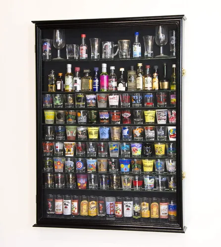 Miniatura 2 de Vitrina de vidrio de tiro XL para tirador alto y mini botella de licor Negro