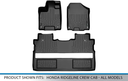 Miniatura 5 de SMARTLINER Juego de alfombrillas de piso de ajuste personalizado de 2 filas compatibles con Honda Ridgeline 2017-2025