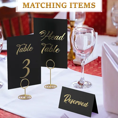 Miniatura 8 de Números de mesa negros del 1 al 30 de 4 x 6 con cabeza y tarjetas de números de mesa de regalo, letreros de cartulina para asientos de boda