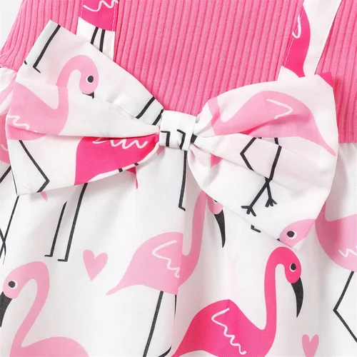 Miniatura 4 de PATPAT Vestido para bebé recién nacida, manga con volantes, vestido con tirantes y diadema con lazo, talla 3M-3T