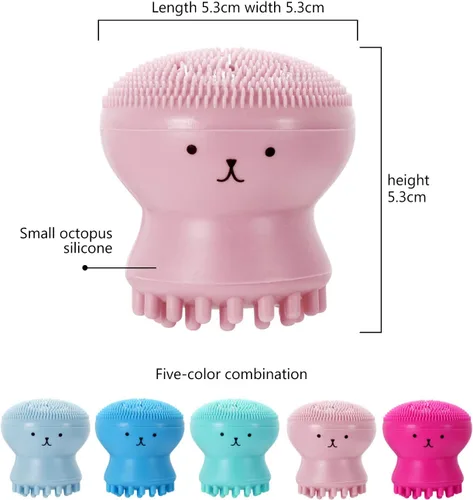 Miniatura 2 de Vtrem Limpiador facial de silicona para mujer: 5 unidades de pulpo, limpiador facial de silicona para cara para masaje exfoliante profundo, cepillo