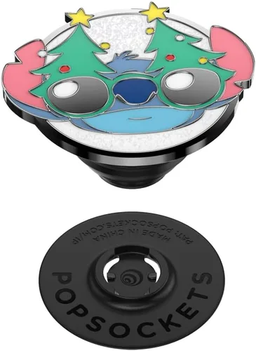Miniatura 4 de PopSockets - Agarre para teléfono con soporte expandible, agarre adhesivo, Lilo & Stitch - Enamel Holiday Stitch
