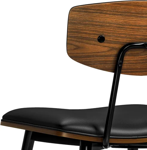 Miniatura 8 de SIMPLIHOME Mavis - Juego de 2 sillas de comedor con marco de hierro moderno de mediados de siglo y sillas de cocina de piel sintética vegana en Negro