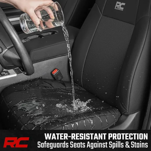 Miniatura 8 de Rough Country Fundas de asiento de neopreno para Ford F-150, Lightning, F-250 y F-350 con cabina doble (2015-2025) con asiento tipo cubo delantero
