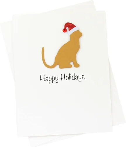 Miniatura 39 de Black Doodle Bernedoodle - Tarjetas de Navidad (10 unidades), hechas a mano, base blanca, perro con sombrero de Papá Noel Negro