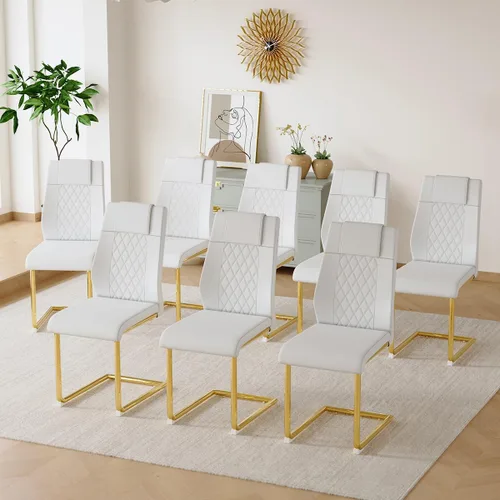 Miniatura 8 de gopop Juego de 4 sillas de comedor, modernas sillas de cocina y comedor con patas de metal galvanizado, sillas laterales tapizadas para comedor