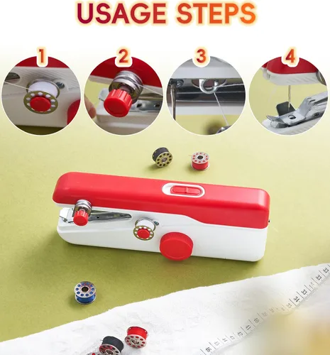 Miniatura 5 de Nueva máquina de coser portátil de mano, máquina de coser a mano con juego de hilos completo, adecuada para reparación rápida de bricolaje y uso