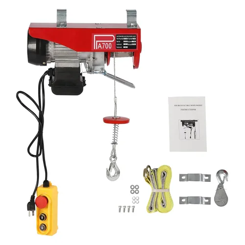 Miniatura 12 de Polipasto eléctrico de 440 libras con control remoto con cable y cabrestante eléctrico de eslingas simples/dobles, alzamiento de ático, elevador