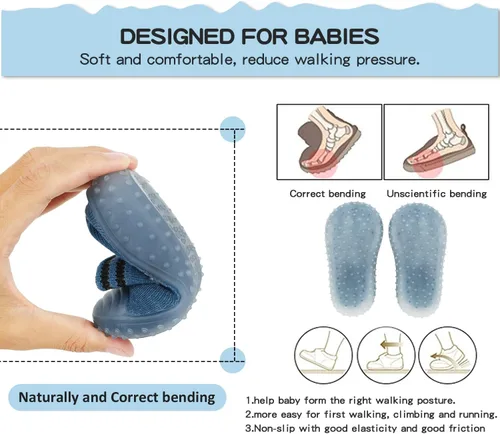 Miniatura 5 de Zapatos de calcetín para bebés y niños, suela de goma antideslizante, ligeras, elásticas, para el primer paseo, para recién nacidos, zapatos