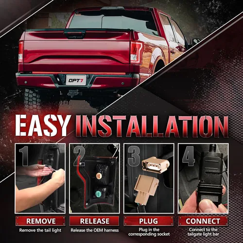 Miniatura 3 de OPT7 Arnés de barra de luz para portón trasero Easy Connect para F150 2015-2018 sin monitores de punto ciego, se adapta a 15-18 F-150 XL, XLT