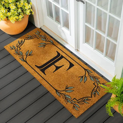 Miniatura 14 de Evergreen Flag Alfombra de puerta de fibra de coco monograma Letra B Alfombra para puerta delantera para interiores y exteriores 71x41 cm