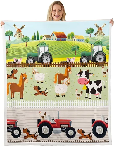Miniatura 31 de Feelyou Manta de Felpa para Niños con Dibujos de Perros para Cama de Sofá, Manta Sherpa de Perro de Dibujos Animados para Niñas, Rosa, Floral