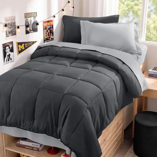 Miniatura 23 de JOLLYVOGUE Juego de edredón individual XL, cama ultrasuave en una bolsa, tamaño individual XL, 5 piezas, juego de ropa de cama certificado Oeko-TEX