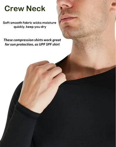 Miniatura 7 de Paquete de 5 o 4 camisetas de compresión para hombre, manga larga, atlética, capa base, camiseta interior para entrenamiento