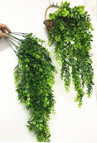 Miniatura 7 de Vid colgante artificial, hojas verdes de hiedra sintética, cadena de plástico, follaje, ratán, sauce, plantas, guirnalda de hojas de vegetación