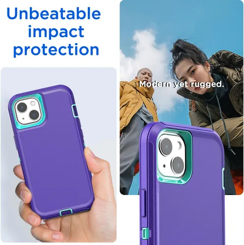 Miniatura 4 de AICase Funda para iPhone 13/iPhone 14 (6.1 pulgadas) con protector de pantalla de cristal, resistente protección contra caídas, cuerpo completo, a